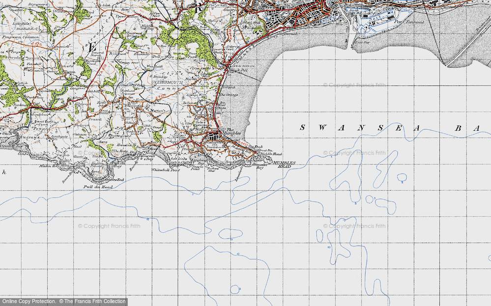Old Map of Mumbles Hill, 1947 in 1947