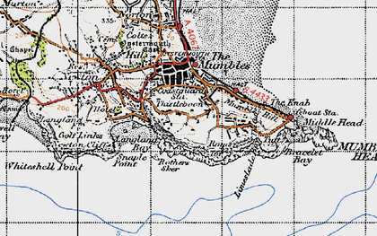 Old map of Mumbles, The in 1947