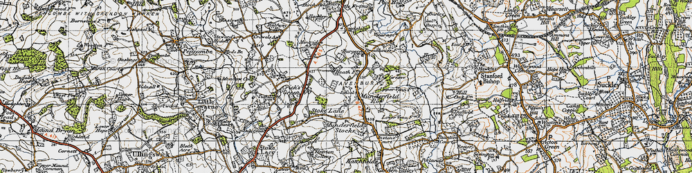 Old map of Munderfield Row in 1947