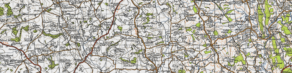 Old map of Munderfield Stocks in 1947