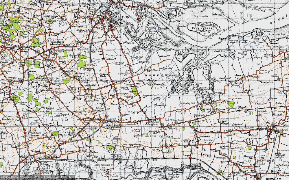 Old Map of Mundon, 1945 in 1945