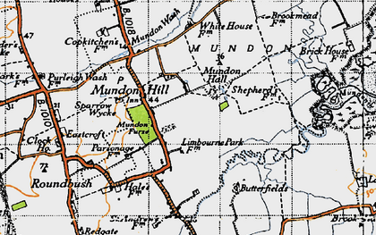 Old map of Mundon in 1945