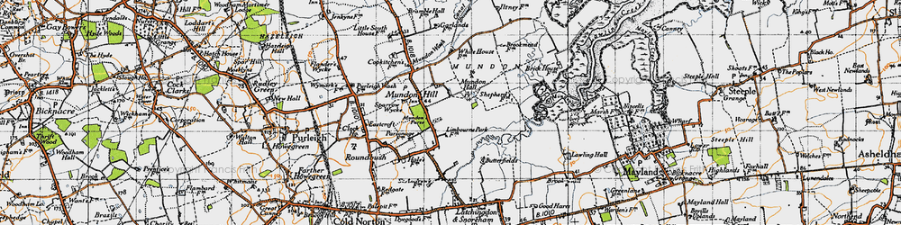 Old map of Mundon in 1945