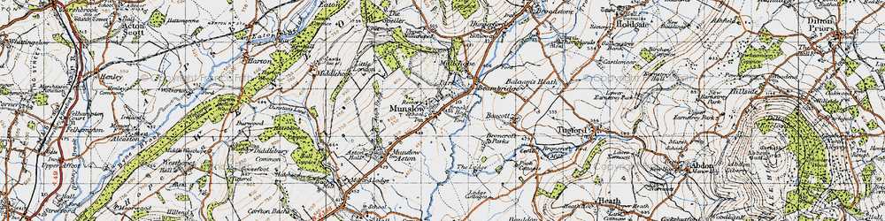 Old map of Munslow in 1947