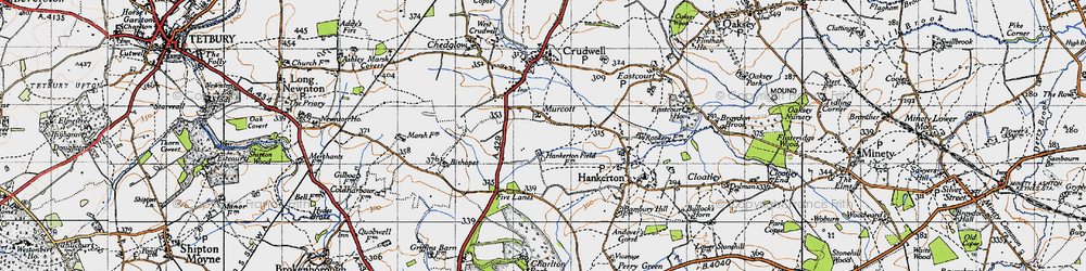 Old map of Murcott in 1947