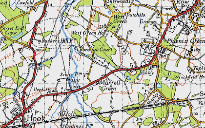 Old map of Murrell Green in 1940
