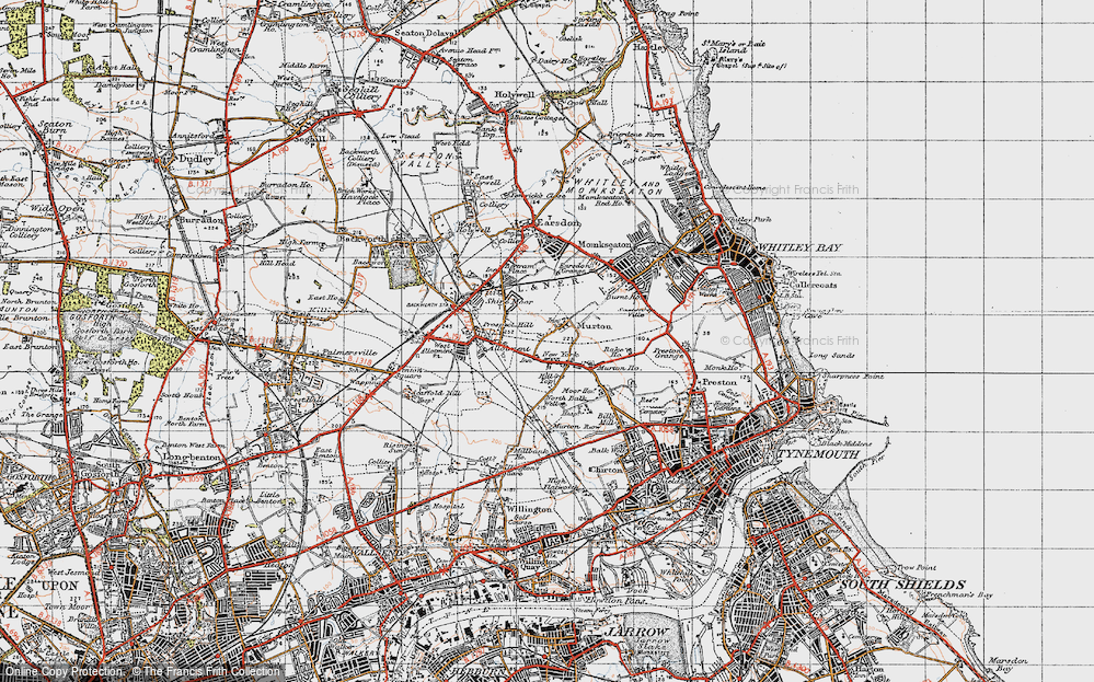 Shiremoor Old map of Murton Monkseaton Northumberland in 1920: 86SE repro 
