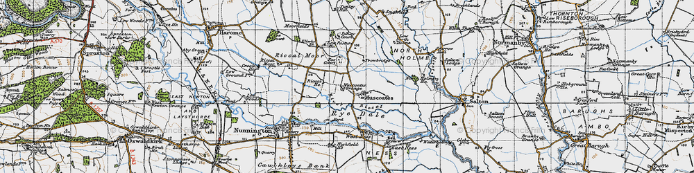 Old map of Muscoates in 1947