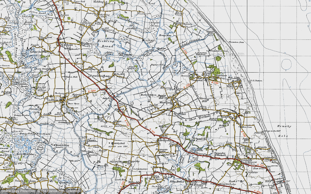 Old Map of Mustard Hyrn, 1945 in 1945