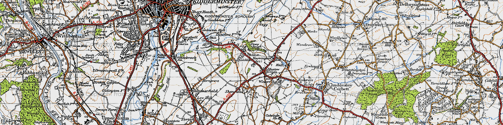 Old map of Mustow Green in 1947
