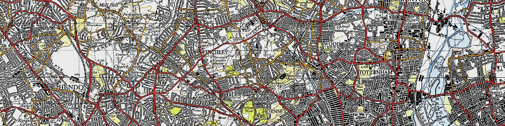 Old map of Alexandra Palace in 1945