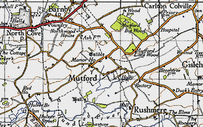 Old map of Mutford in 1946