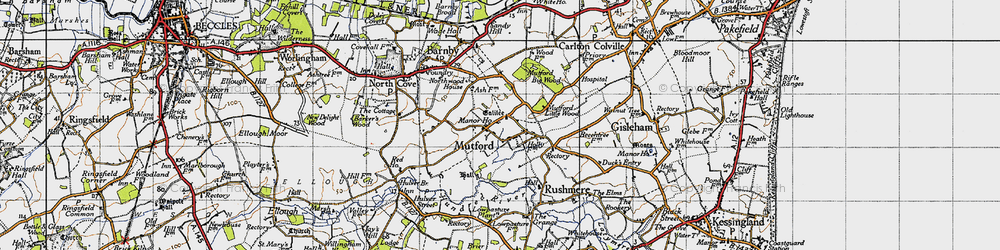 Old map of Mutford in 1946