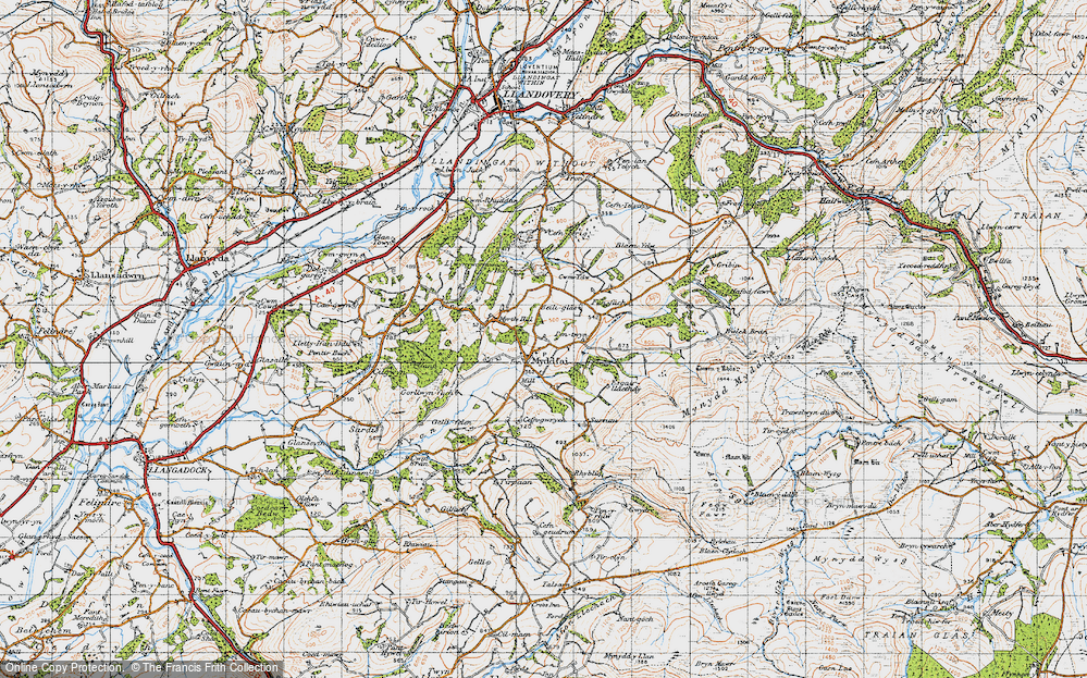 Old Map of Historic Map covering Blaen-Ydw in 1947