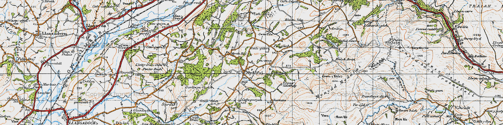 Old map of Blaen-Ydw in 1947