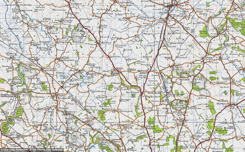 Old Map of Myddle, 1947 in 1947