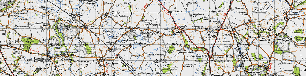 Old map of Myddlewood in 1947