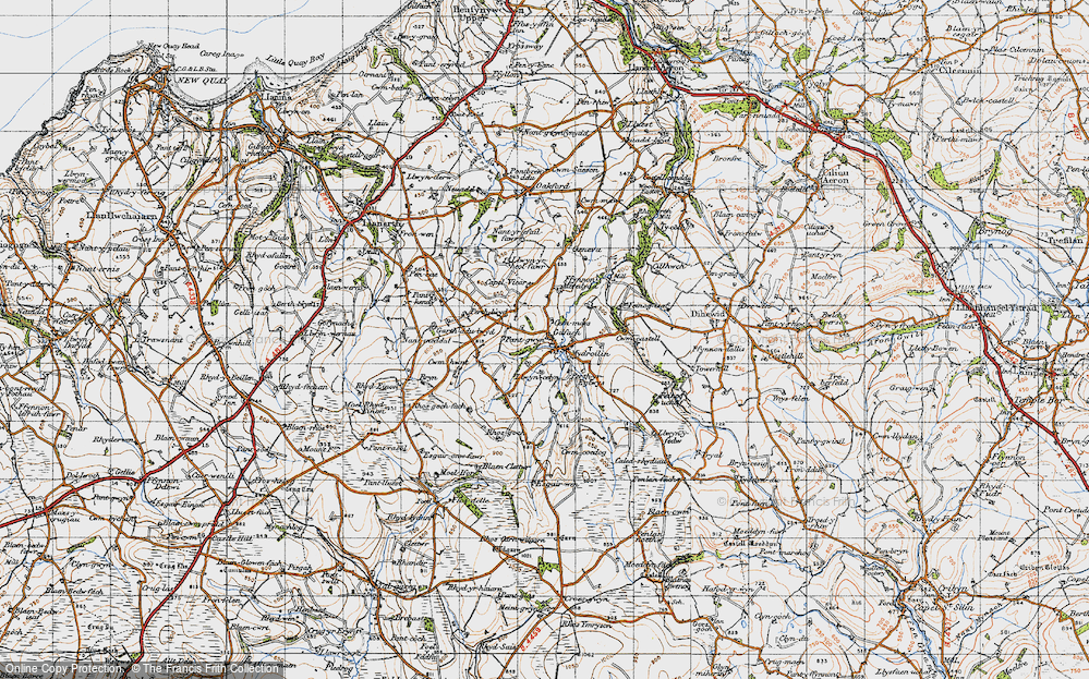 Old Map of Historic Map covering Afon Mydr in 1947