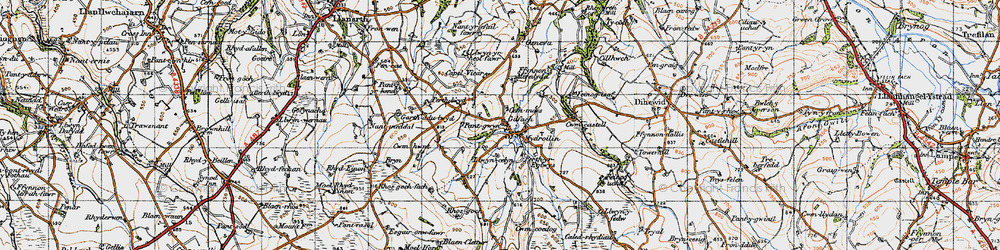 Old map of Afon Mydr in 1947