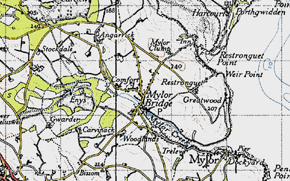 Old map of Mylor Bridge in 1946