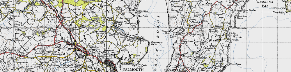 Old map of Mylor Churchtown in 1946