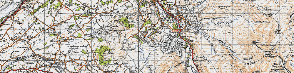 Old map of Myndd Llandegai in 1947