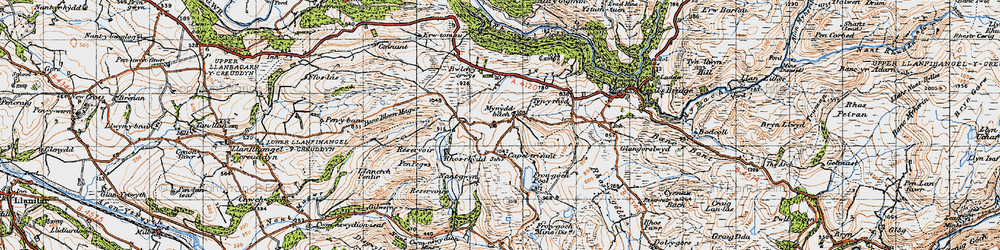 Old map of Banc Blaen Magwr in 1947