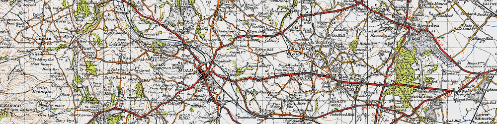 Old map of Mynydd Isa in 1947