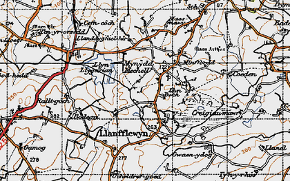 Old map of Mynydd Mechell in 1947