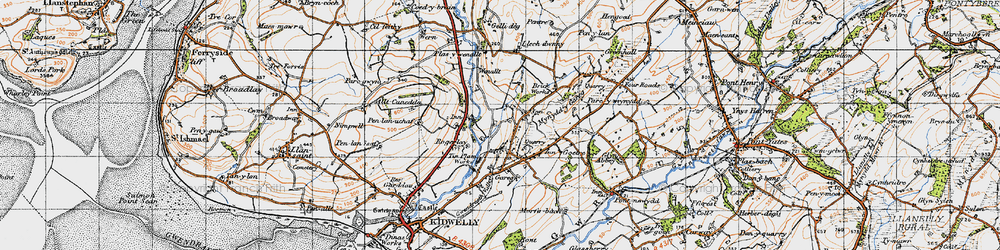 Old map of Mynyddygarreg in 1946