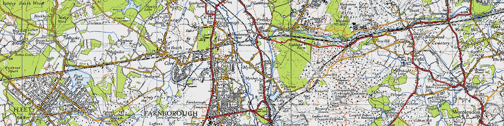 Old map of Mytchett in 1940