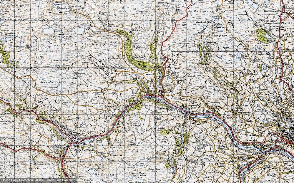 Old Map of Historic Map covering Horsehold in 1947