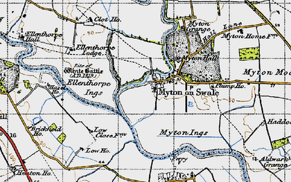 Old map of Myton-on-Swale in 1947