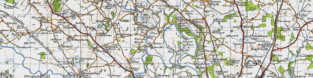 Old map of Mytton in 1947