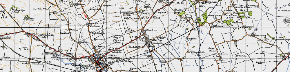 Old map of Nafferton in 1947