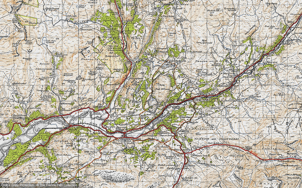 Old Map of Historic Map covering Ochr y Foel in 1947