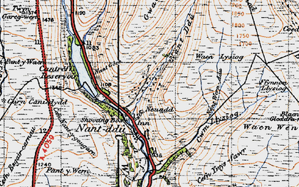 Old map of Taf Fechan in 1947