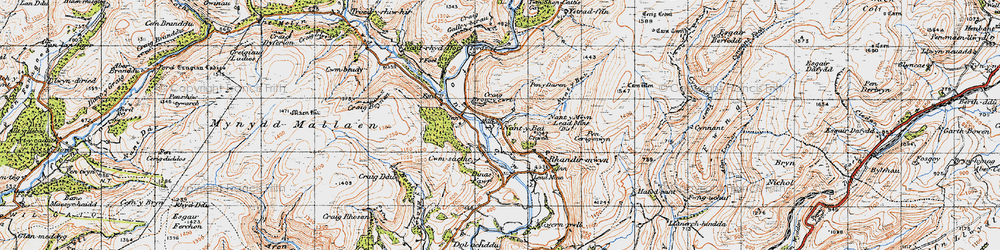 Old map of Troed-rhiw-ruddwen in 1947