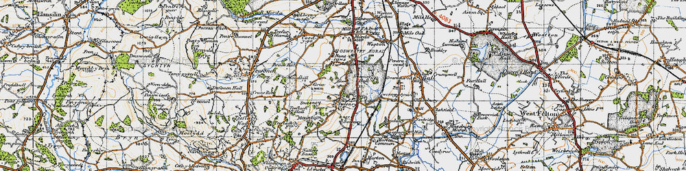 Old map of Nant y Caws in 1947