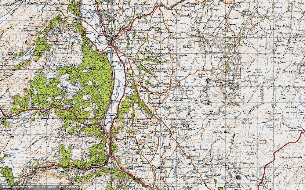 Old Map of Historic Map covering Bryn Beddau in 1947