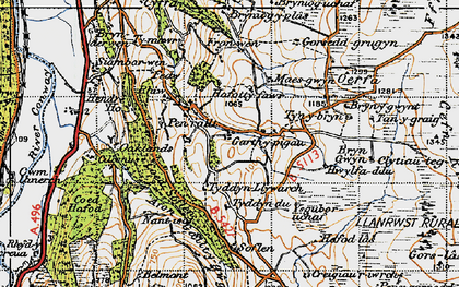 Old map of Bryn Beddau in 1947