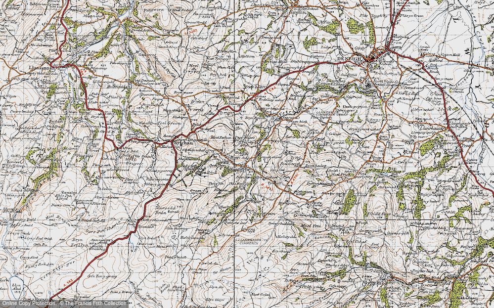 Old Map of Historic Map covering Bryn Robin in 1947