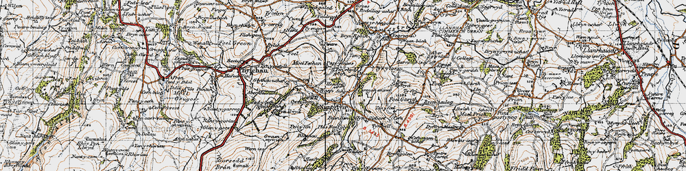 Old map of Bryn Robin in 1947