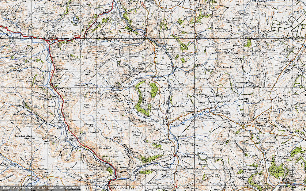 Old Map of Historic Map covering Bryncenarth in 1947