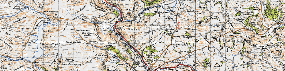 Old map of Yr Wylorn in 1947