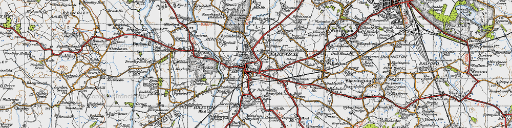 Old map of Nantwich in 1947