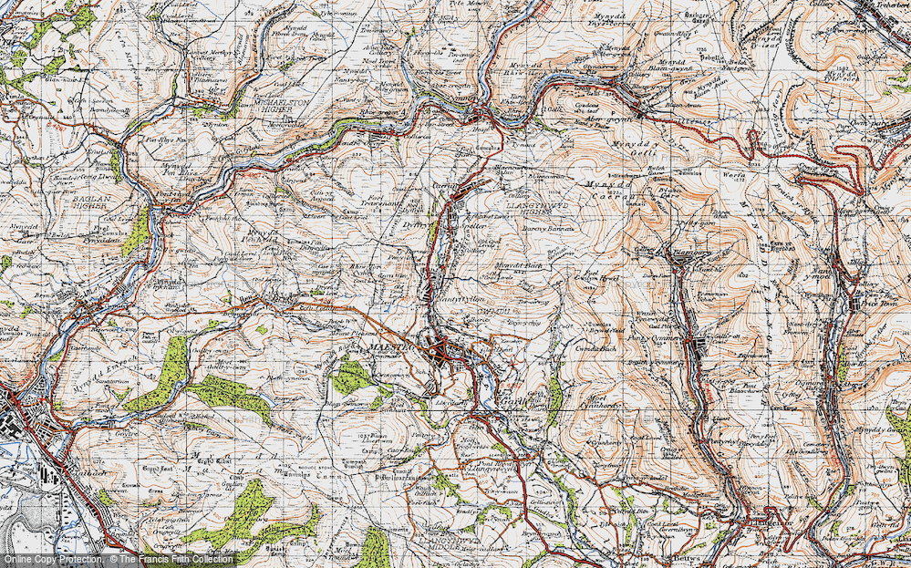 Old Map of Historic Map covering Blaen Cwmdû in 1947