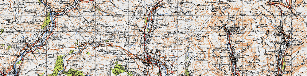 Old map of Blaen Cwmdû in 1947
