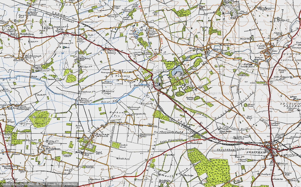 Old Map of Narborough, 1946 in 1946