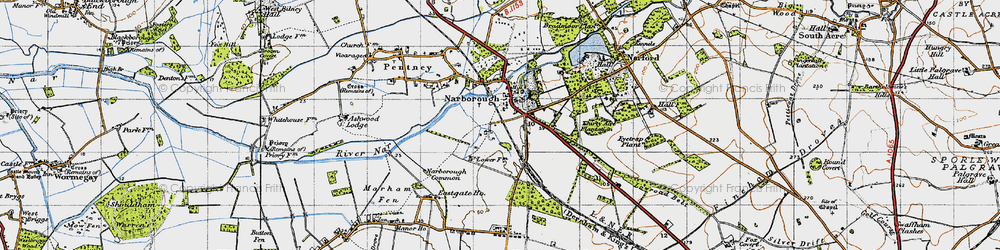 Old map of Narborough in 1946